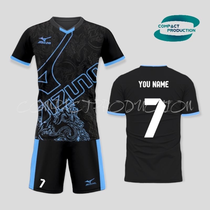 baju jersey bisa custom tambah nama dan nomor baju olahraga remaja / dewasa baju sepak bola baju futsal pakaian badminton tenis voly set pakaian pria wanita Mizuno 16