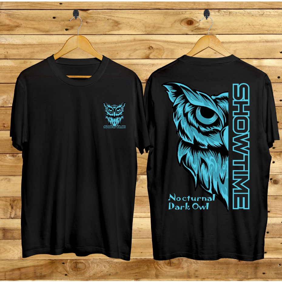 Kaos Tshirt Pria Terbaru Samurai Jepang Nocturnal Dark Owl Warna Hitam Distro Lengan Pendek Motif Sablon Bergambar Keren