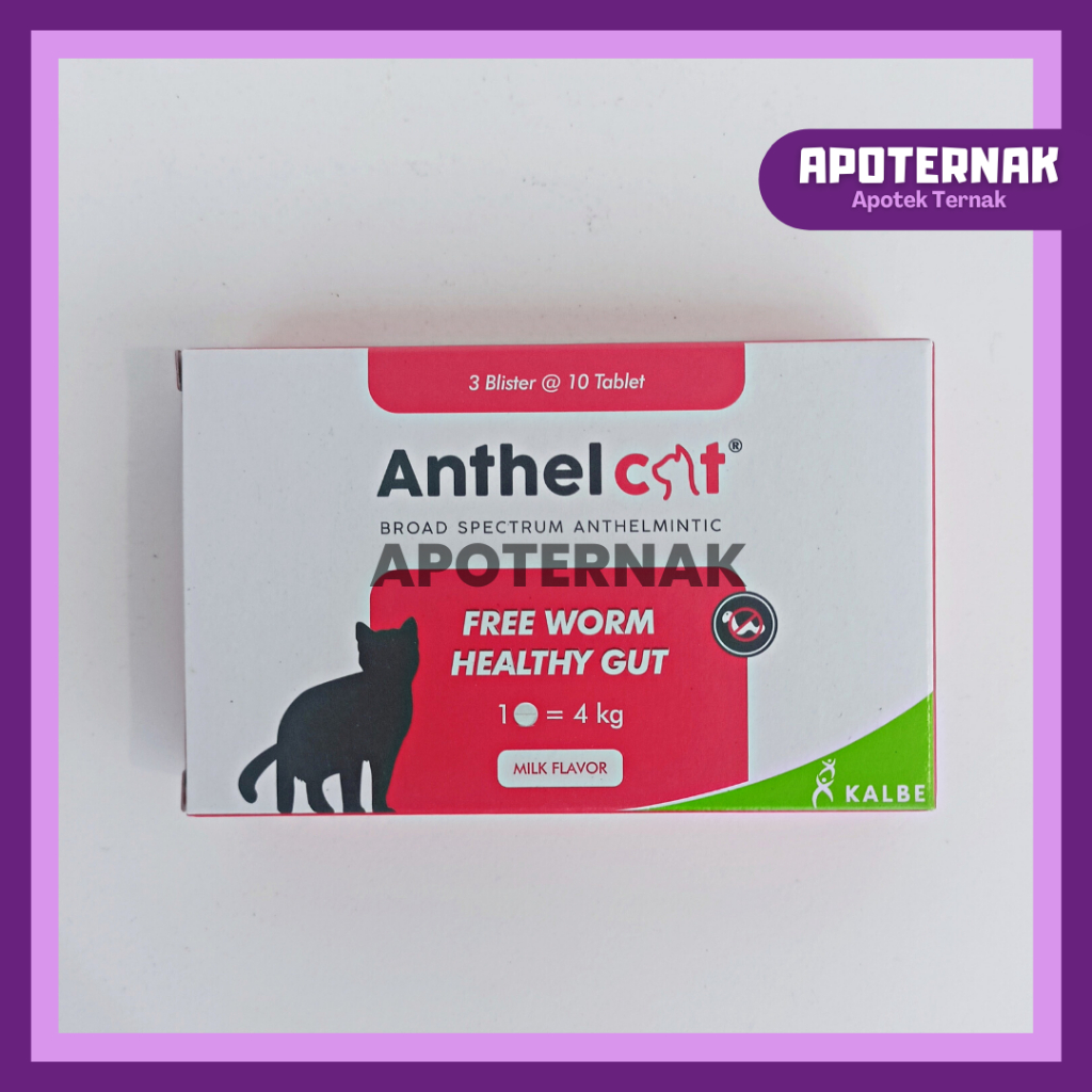 ANTHEL CAT 30 Tablet (1 Box Blister) Obat Cacing Spektrum Luas Untuk KUCING by Kalbe | Harga 30 Tablet Blister