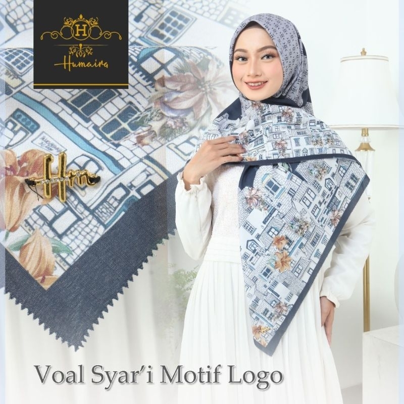 PAKET USAHA / SERAGAM JILBAB SEGI4 VOAL SYAR'I MOTIF LOGO HUMAIRA/HIJAB SEGIEMPAT HUMAIRA MOTIF JUMBO