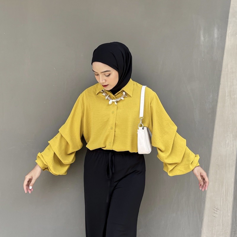 [Nazira] Anna Shirt - Blouse Wanita - Atasan Wanita Blouse - Atasan Kemeja Wanita - Kemeja Wanita - Kemeja Cringkle - Kemeja Wanita Lengan Panjang