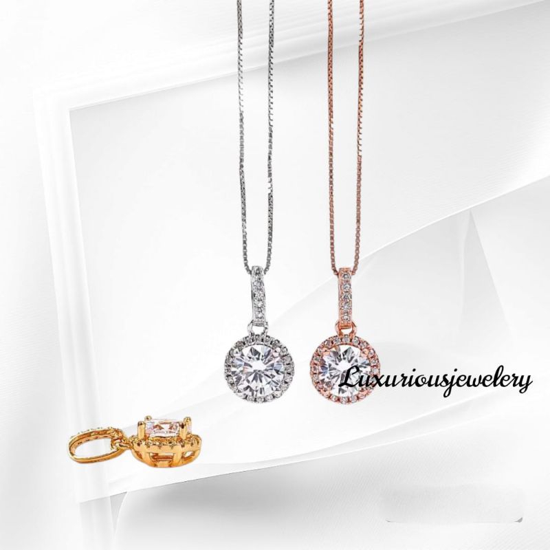 Kalung elegant liontin Solitaire mewah