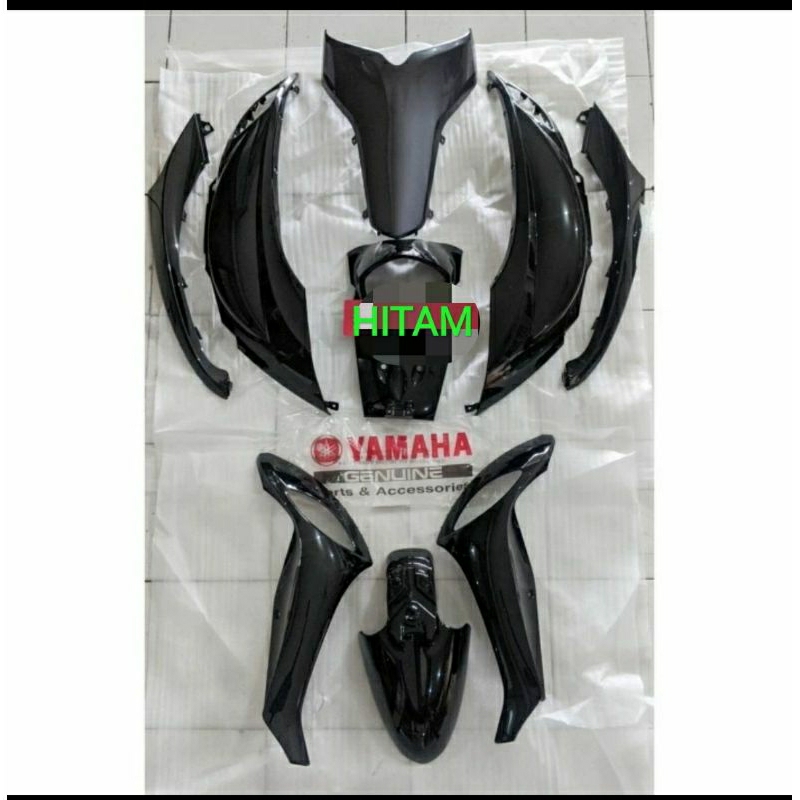 COVER BODY HALUS SET YAMAHA FINO FI 125 HITAM ORI YAMAHA 1YD (10ITEM)