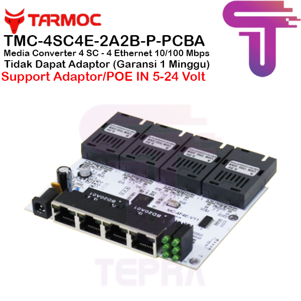 Tarmoc TMC-4SC4E-2A2B-P-PCBA | Media Converter 4FO 4LAN 10/100 POE IN