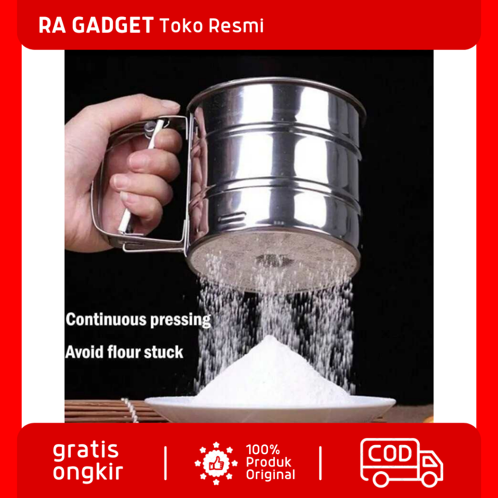 Saringan Pengayak Tepung Icing Gula Flour Shaker Manual / Ayakan Alat Wadah Tempat Gelas Saring Ayak