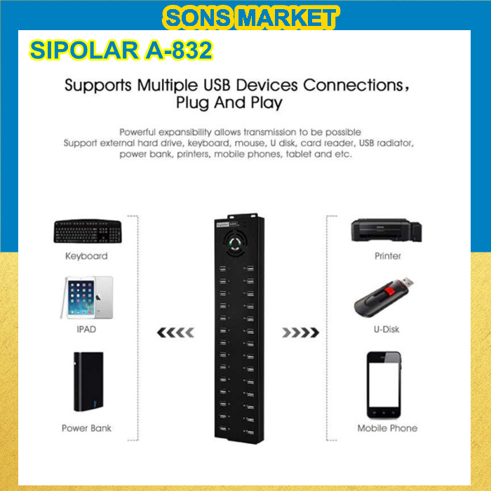 Terminal Charger USB HUB SIPOLAR 32 PORT 240W A-832 Charger HUB A832