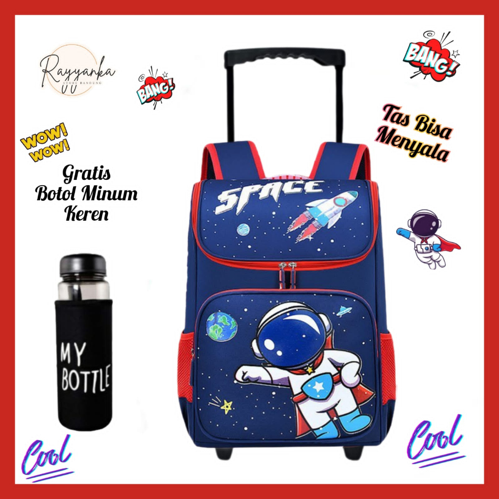 Tas Ransel Troli Anak Laki Laki Terlaris Model AsTr0 Kids  Gratis Botol Minum Keren Tk Paud Sd