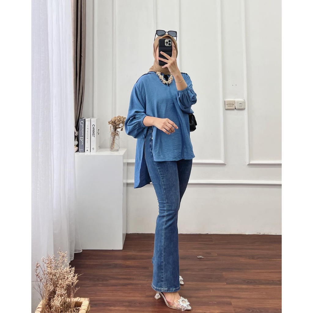 BLOUSE WANITA LIDIYA BLOUSE BP BAHAN CRINKLE PB DEPAN 63 CM PB BELAKANG 70 CM BLOUSE KOREAN STYLE / BAJU ATASAN WANITA TERBARU 2023 KEKINIAN / KEMEJA WANITA OVERSIZE LENGAN PANJANG