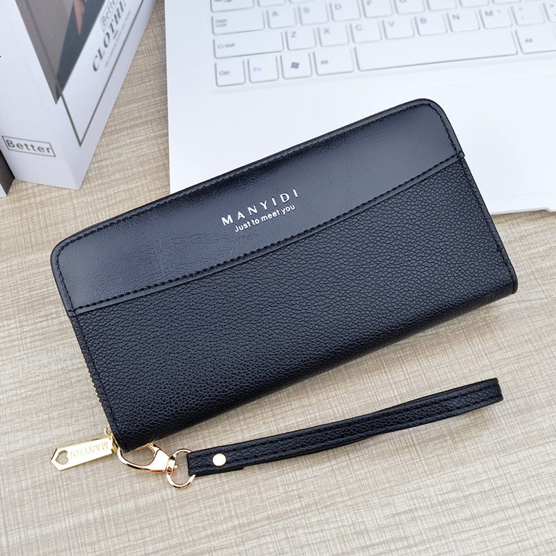 DOMPET PANJANG WANITA PREMIUM IMPORT RESLETING MUAT HP KULIT HITAM VALENIA WA726B5 KARTU UANG KOIN TALI PENDEK FASHION BRANDED REMAJA KEKINIAN KOREA CEWEK MURAH SIMPLE CASUAL TERBARU