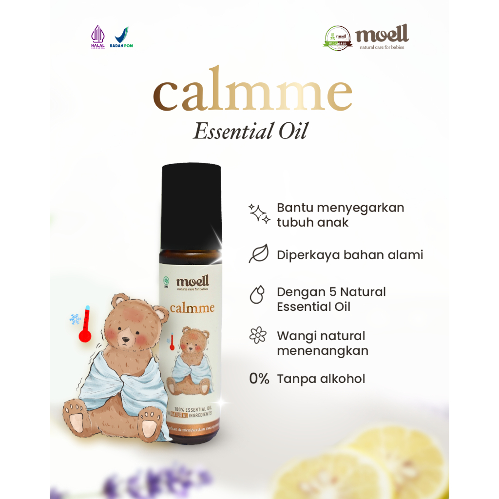 Moell Calmme Natural Essential Oil/ Pereda Demam Pada Anak/ BPOM/ Moell Makassar