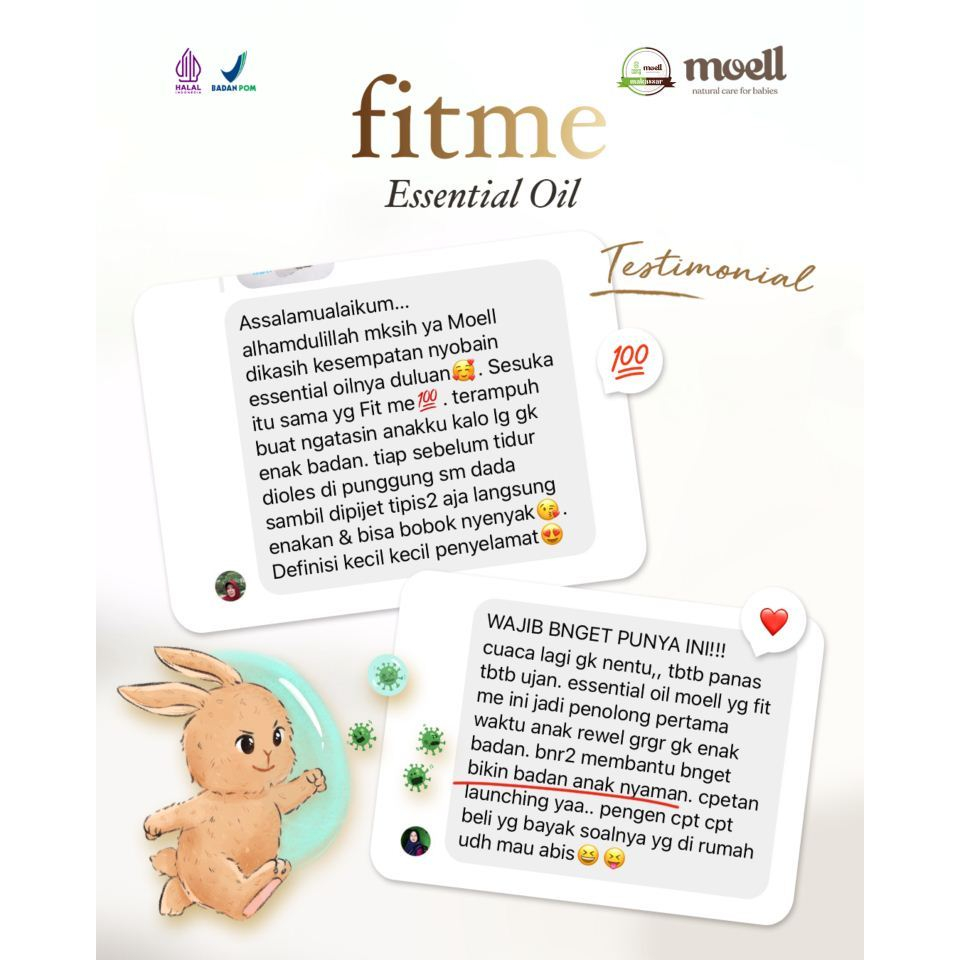 Moell Fitme Natural Essential Oil/ Bantu Menyegarkan Tubuh Anak/ BPOM/ Moell Makassar