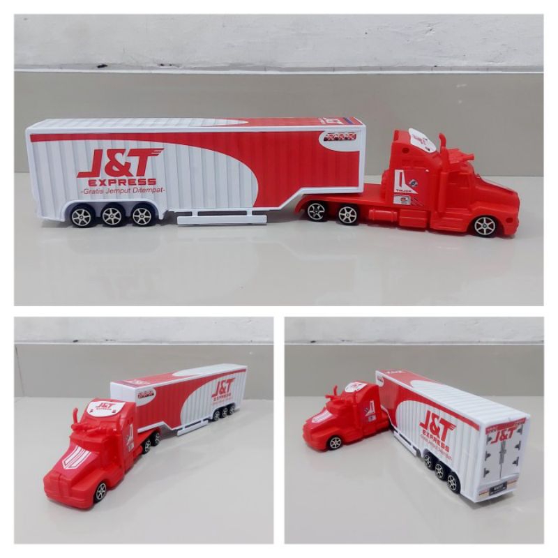 Mainan Truk Kontainer J&T Ekspedisi - Miniatur Mobil Box Anak Laki