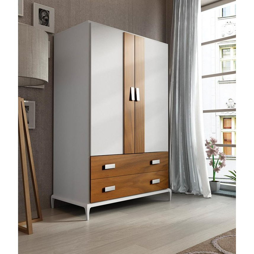 Lemari Pakaian Minimalis Cat Duco Kombinasi, Almari Pakaian Kayu Mahoni Kombinasi Kayu Jati