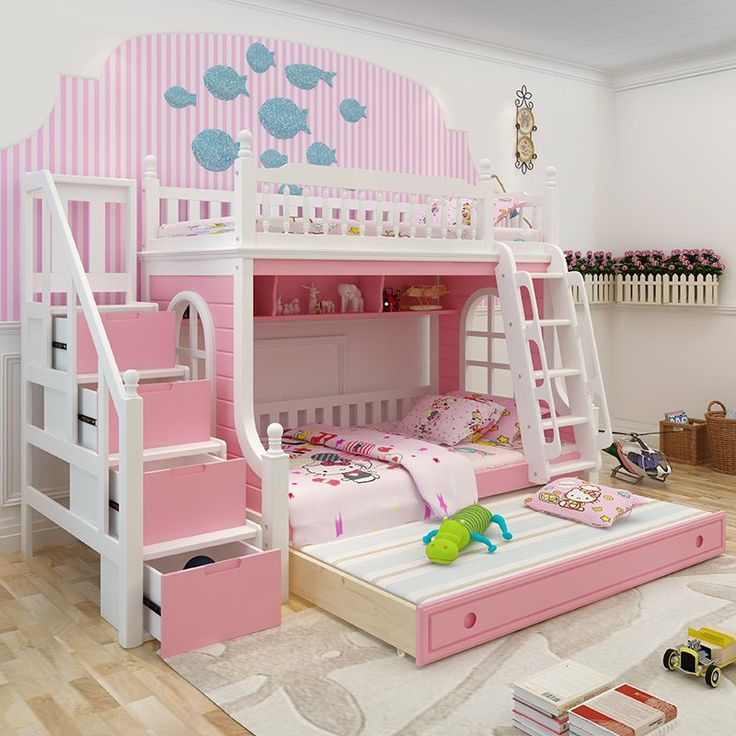 Ranjang susun 3 Bed, Tempat Tidur Tingkat Anak Perempuan Desain Minimalis Furniture Cat Duco Putih K