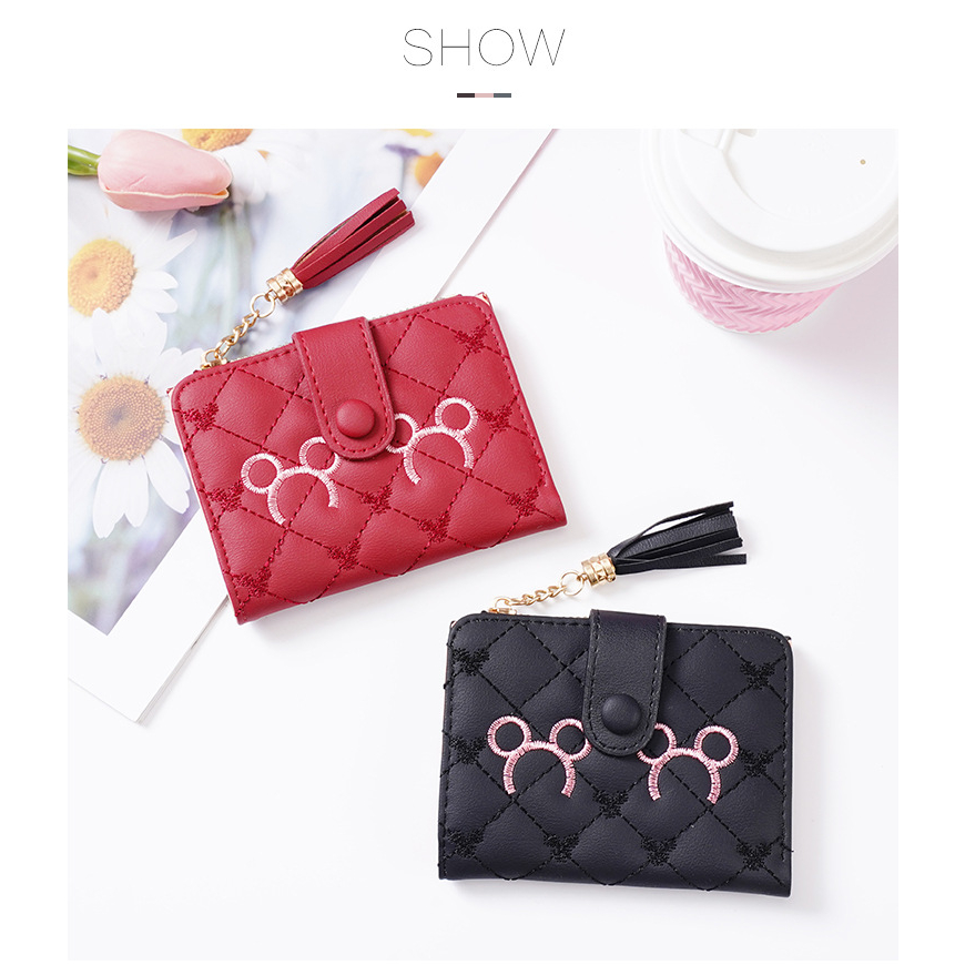 ASIN829 Dompet Wanita Dompet Pendek Wanita Dilipat 2058 Dompet Lipat Mini Fashion Korea Desain Segar Slot Kartu Berkapasitas Besar