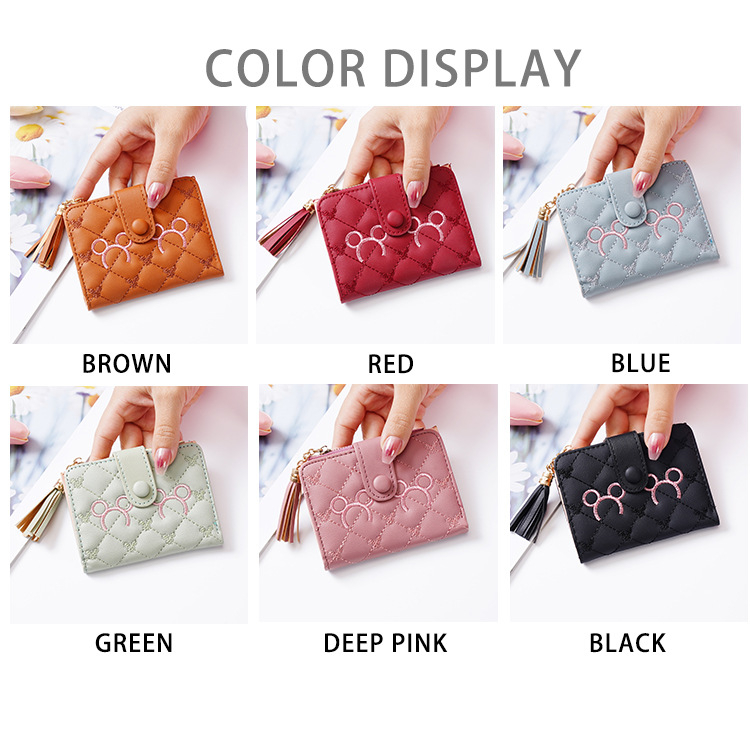 ASIN829 Dompet Wanita Dompet Pendek Wanita Dilipat 2058 Dompet Lipat Mini Fashion Korea Desain Segar Slot Kartu Berkapasitas Besar