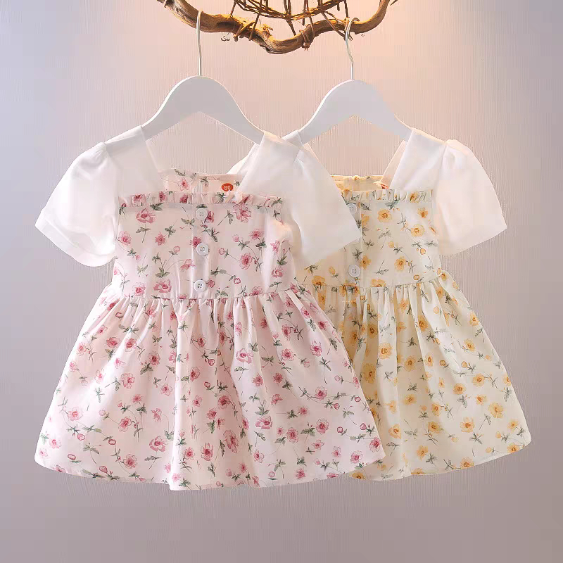 [FREE SLING BEAR ] Dress Tifa Bayi -  3 Tahun - Baju Anak Perempuan Import Drees Anak Lengan Pendek Bunga Floral babycinnamon