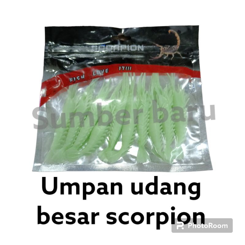 Softlure umpan udang karet besar mancing ikan merek scorpion isi 10 pcs