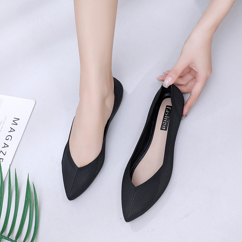 Azgalery SPT-74 / Flatshoes Wanita Ujung Lancip Sepatu Kerja Kantoran Kuliah Wanit Remaja Dewasa Kekinian Import Bahan PVC Nyaman Lembut Dipakai