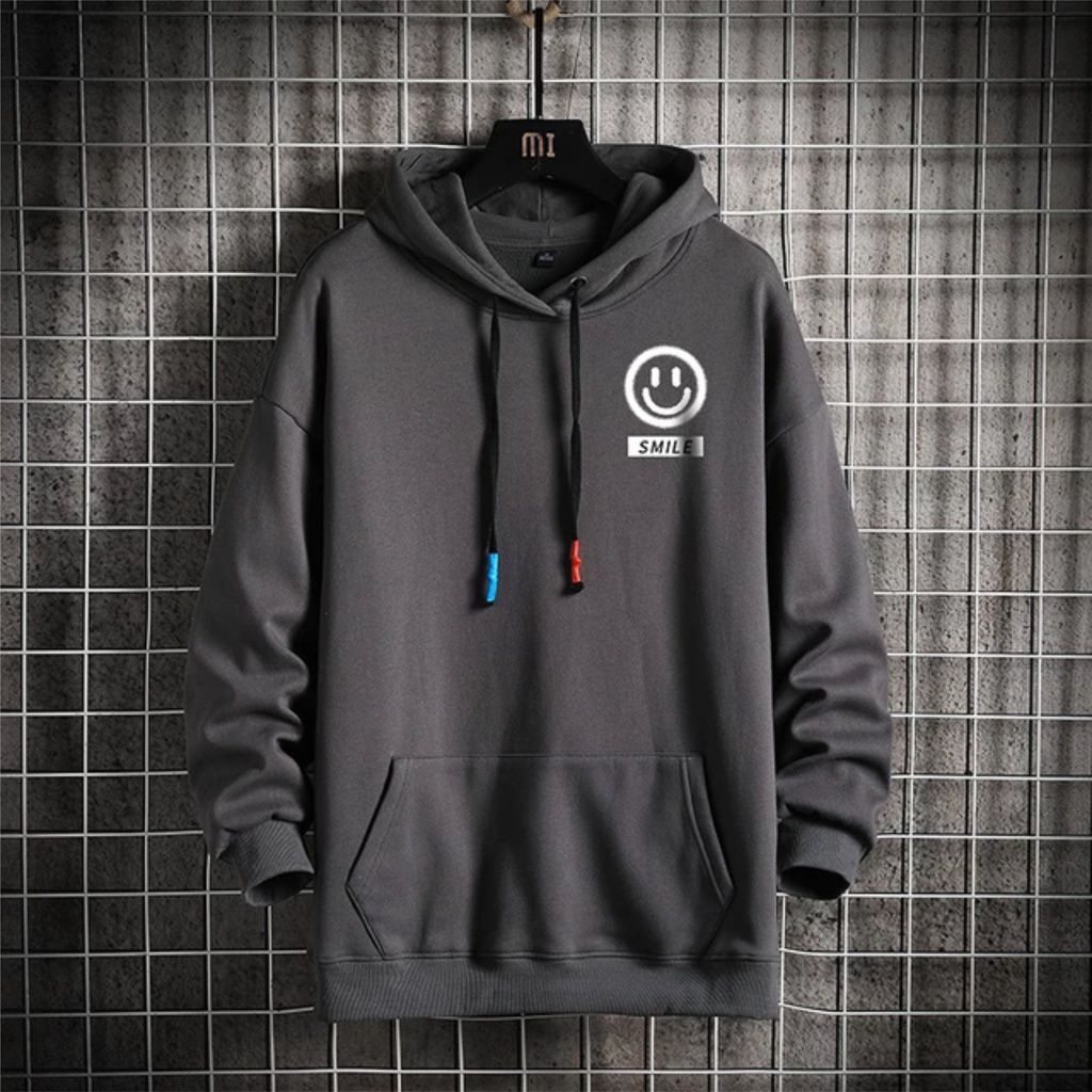 Hoodie LOGO SMILE Simple UNISEX Pria Wanita || Size L - XXL