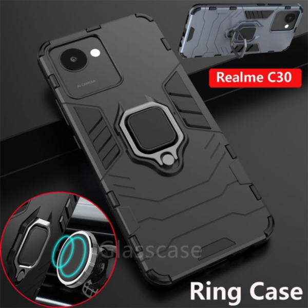 Unik REALME C30 CASE HYBRID RING PANTHER STANDING Murah