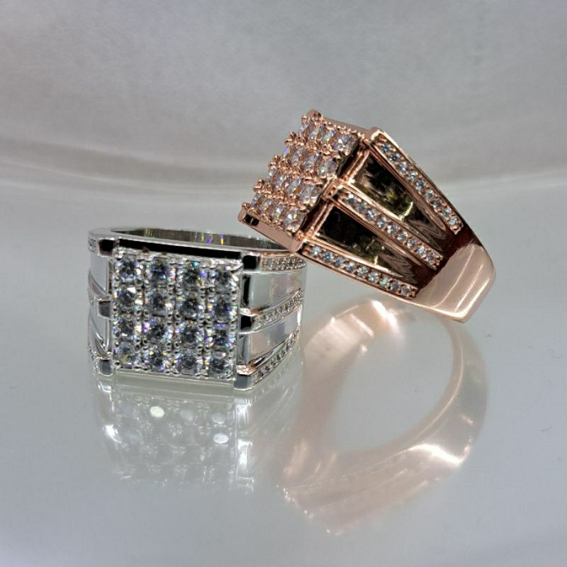 Cincin Pria Titanium Berlian Lapis Kristal Anti Karat (15)