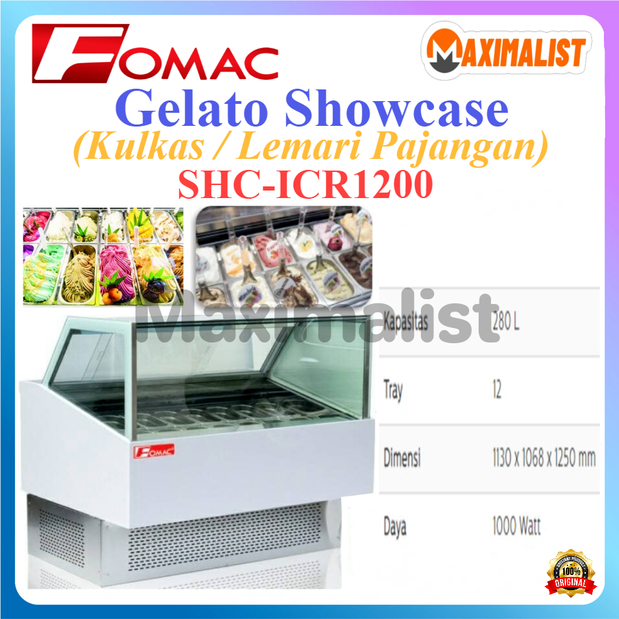 FOMAC SHC-ICR1200 Gelato Showcase/Lemari Pemajang Es Krim Gelato/Ice Cream Gelato Showcase / FOMAC S