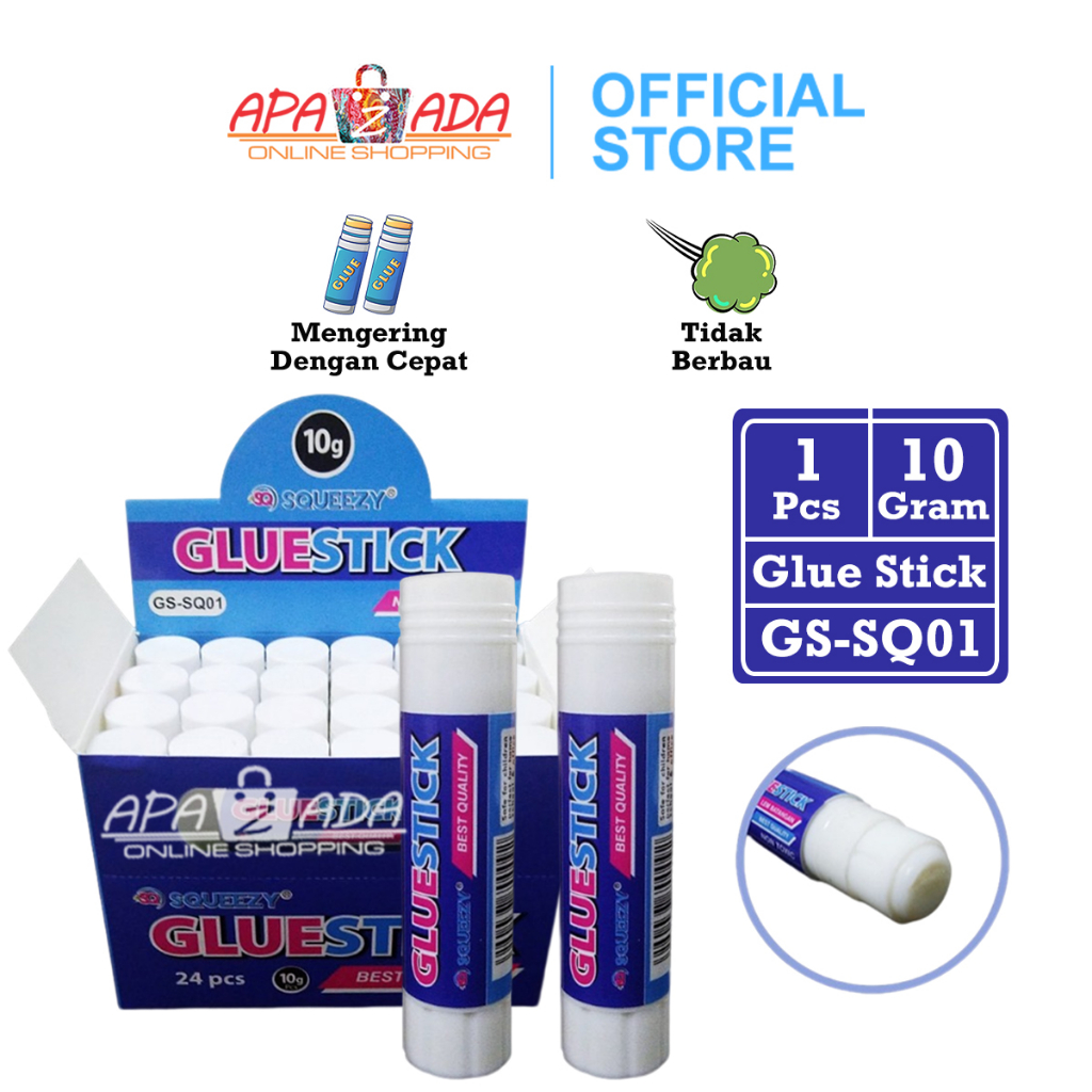 

Apazada - Lem Glue Stick Squeezy 10gr Non Toxic Satuan [1 Pcs Lem] / Lem Stik Kertas Murah / Lem Batangan Bening Untuk Prakarya Anak GS-SQ01