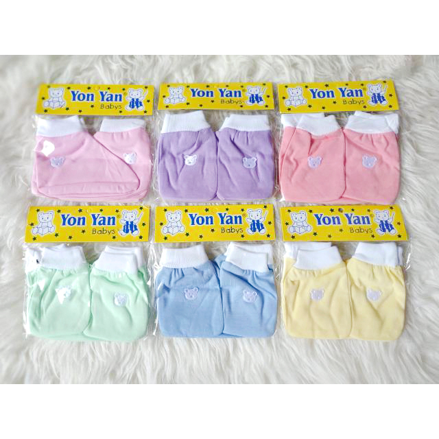 Sarung Tangan Kaki Bayi Yonyan Polos 1 Set Termurah