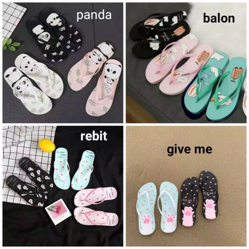 SANDAL JEPIT MOTIF TERBARU - SANDAL JEPIT MOTIF CEWEK - SANDAL MOTIF WANITA