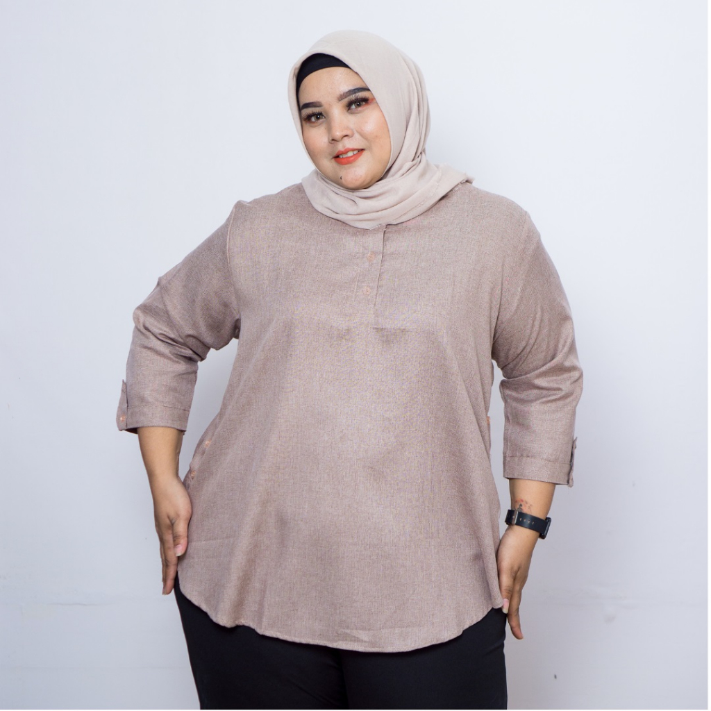 Atasan Blouse Wanita Jumbo Polos LD 120cm Bahan Katun Madina Adem Terbaru