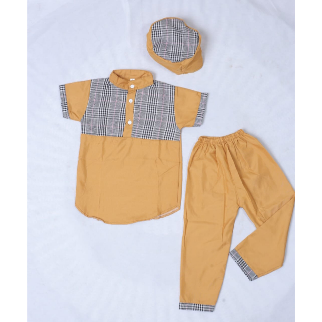 BAJU KOKO ANAK PAKAIAN MUSLIM ANAK LAKI-LAKI 1 SET SAMA PECI USIA 1-10 THN