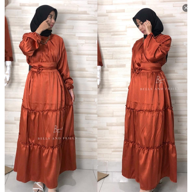 MULAN Dress / Gamis Lebaran Ruffle Belt 0427