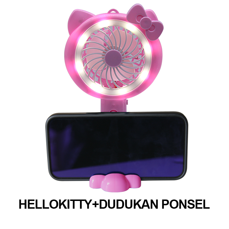 Kipas mini led tangan usb portable charger mini fan led light kipas mini doraemon hello kitty karakter