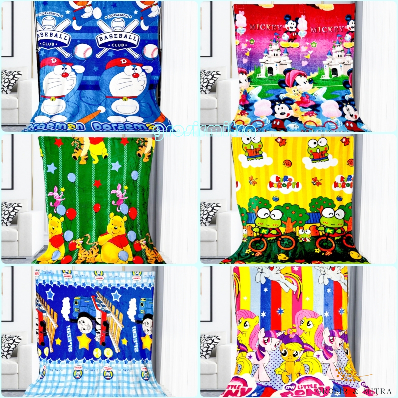 Selimut Bulu Halus Tebal Motif Karakter Anak Bayi Kamar Tidur Selimut Murah