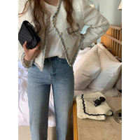 Korean Style Jaket Wanita Terbaru Lengan Panjang Jacket Kotak-kotak Outer Crop Atasan Wanita