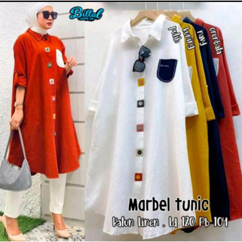 [COD] MARBEL TUNIK KATUN LINEN / tunik dewasa // long tunik // best seller