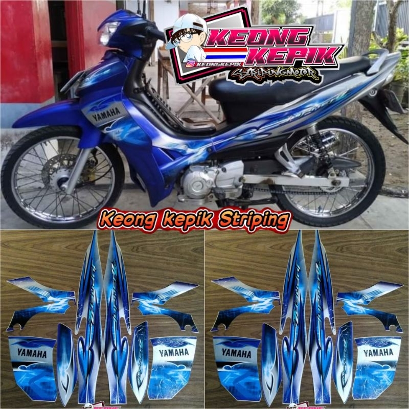 (BISA COD) STRIPING STIKER LIS BODY MOTOR YAMAHA JUPITER Z BURHAN 2008 STANDAR ORI BIRU SILVER