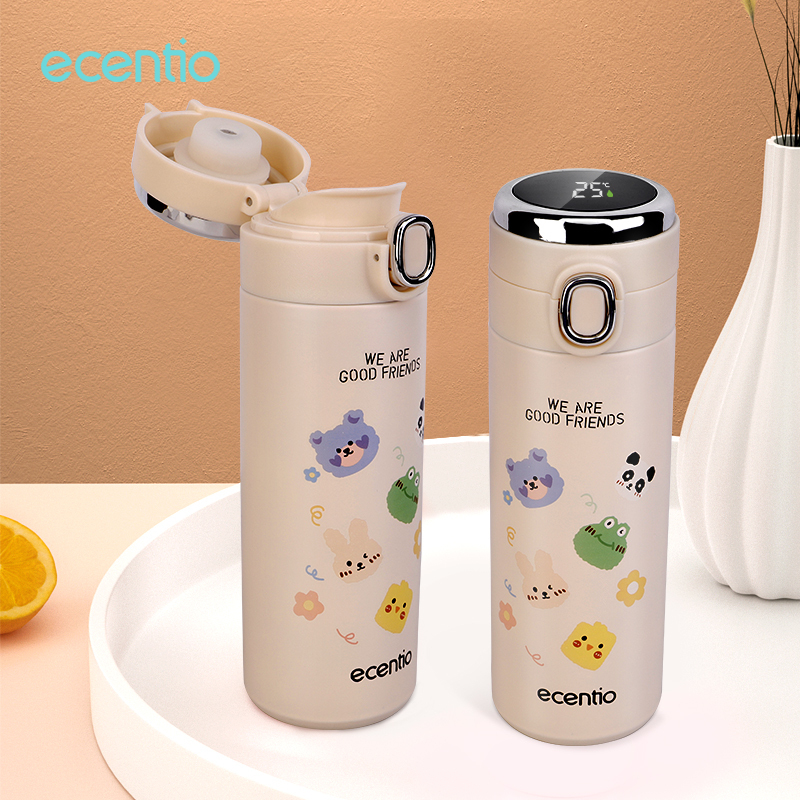 ecentio botol minum termos 420ml stainless 304 Vacuum Flask/Tumbler cerdas LED suhu