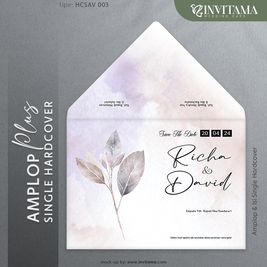 

INVITAMA Undangan Pernikahan Amplop + Single Hardcover Tebal Fancy Paper Aesthetic - HCSAV 003