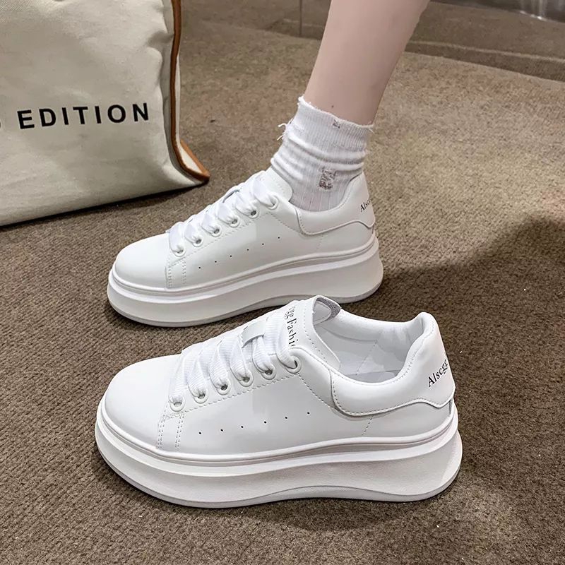 Sepatu Sneakers Wanita Full white putih polos / sepatu sol tinggi putih polos anak