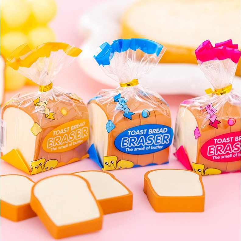 PENGHAPUS BENTUK ROTI TAWAR ERASER RUBBER BENTUK MAKANAN CUTE BREAD ERASER PENGHAPUS UNIK LUCU UNTUK KADO