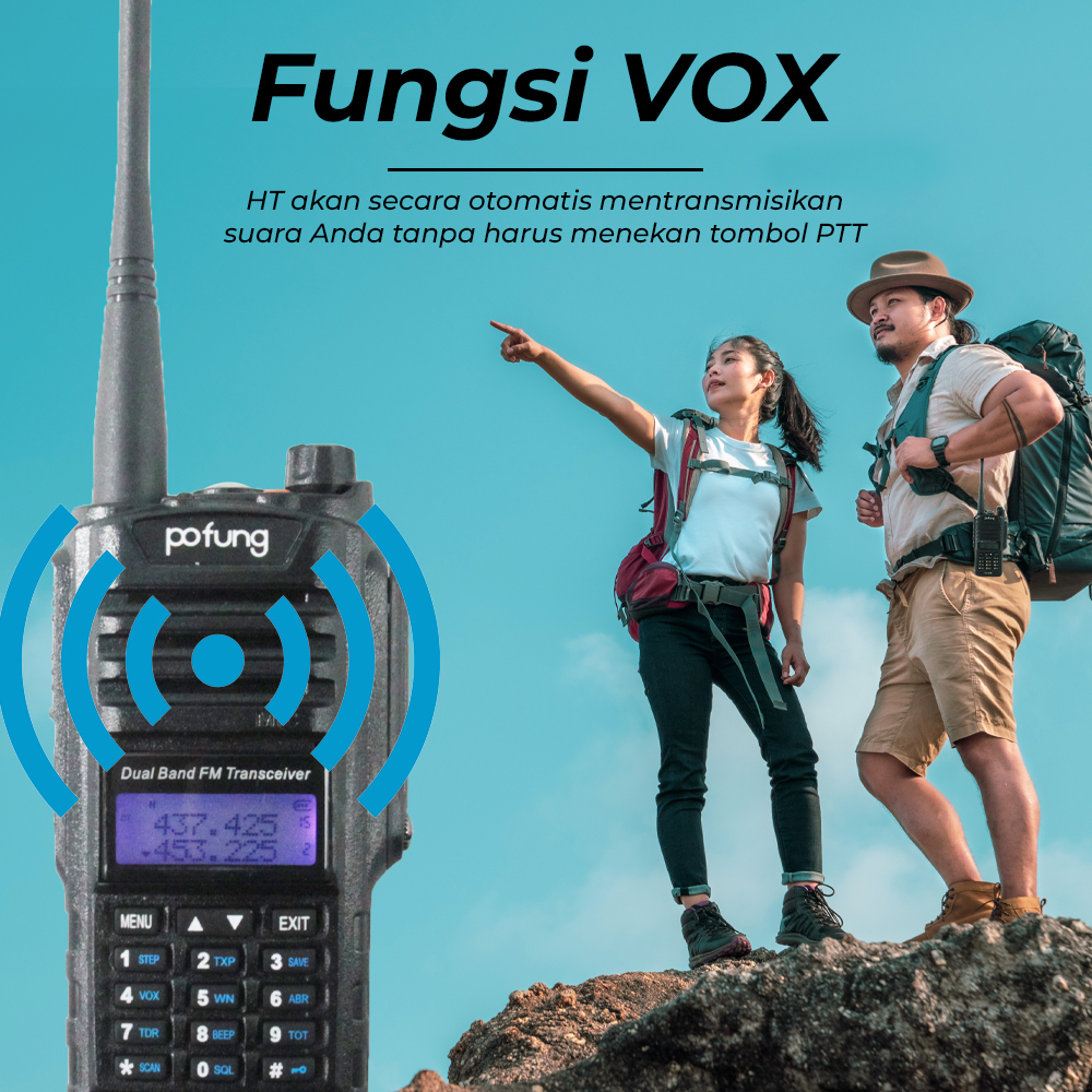 POFUNG Walkie Talkie Professional Dual Band VOX Flashlight Waterproof - BF-A58 - Black