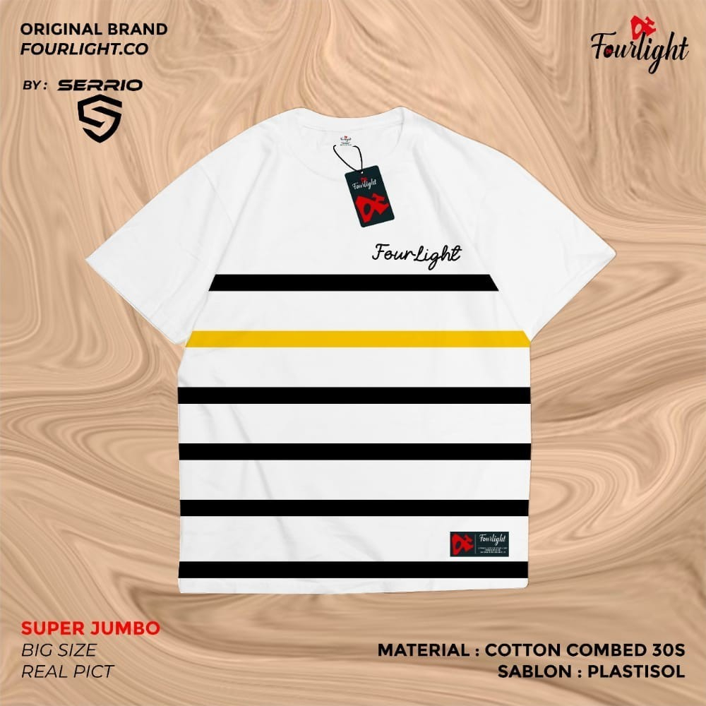 Kaos Pria Big Size Jumbo XXL XXXL Lengan Pendek Motif Garis-Garis/ Kaos Big Size/ Kaos Pria Jumbo