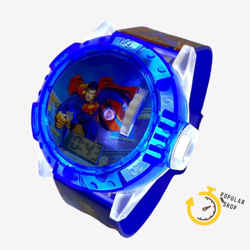 (Grosir)Jam Tangan Anak-Anak Laser Superman Led Musik Digital Strap Rubber/ Karet(Dikirim Jakarta) Cod Best seller