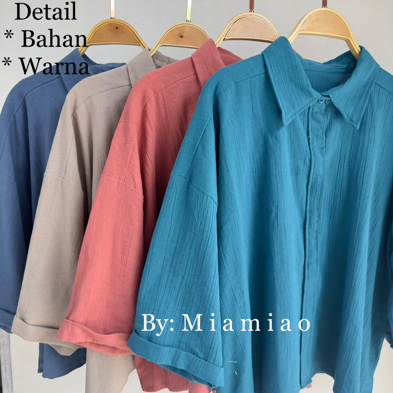 Kemeja Wanita Linen Crinkle Oversize - Moana Shirt