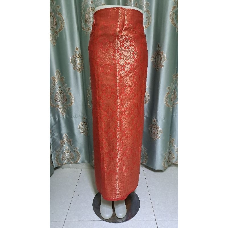 Merah tembaga kain rok span bawahan setelan songket lilit kebaya tenun palembang modern aneka warna 