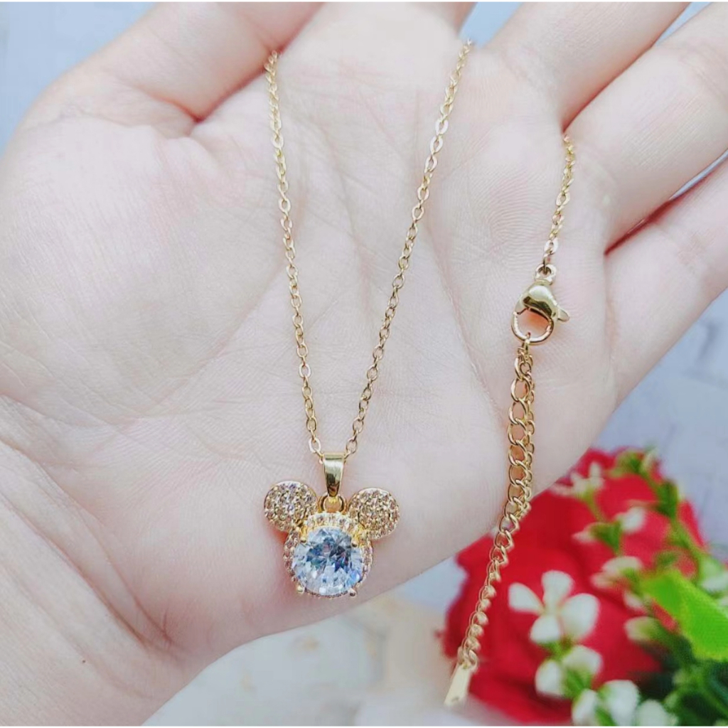 Kalung titanium permata bear perhiasan fashion Z156