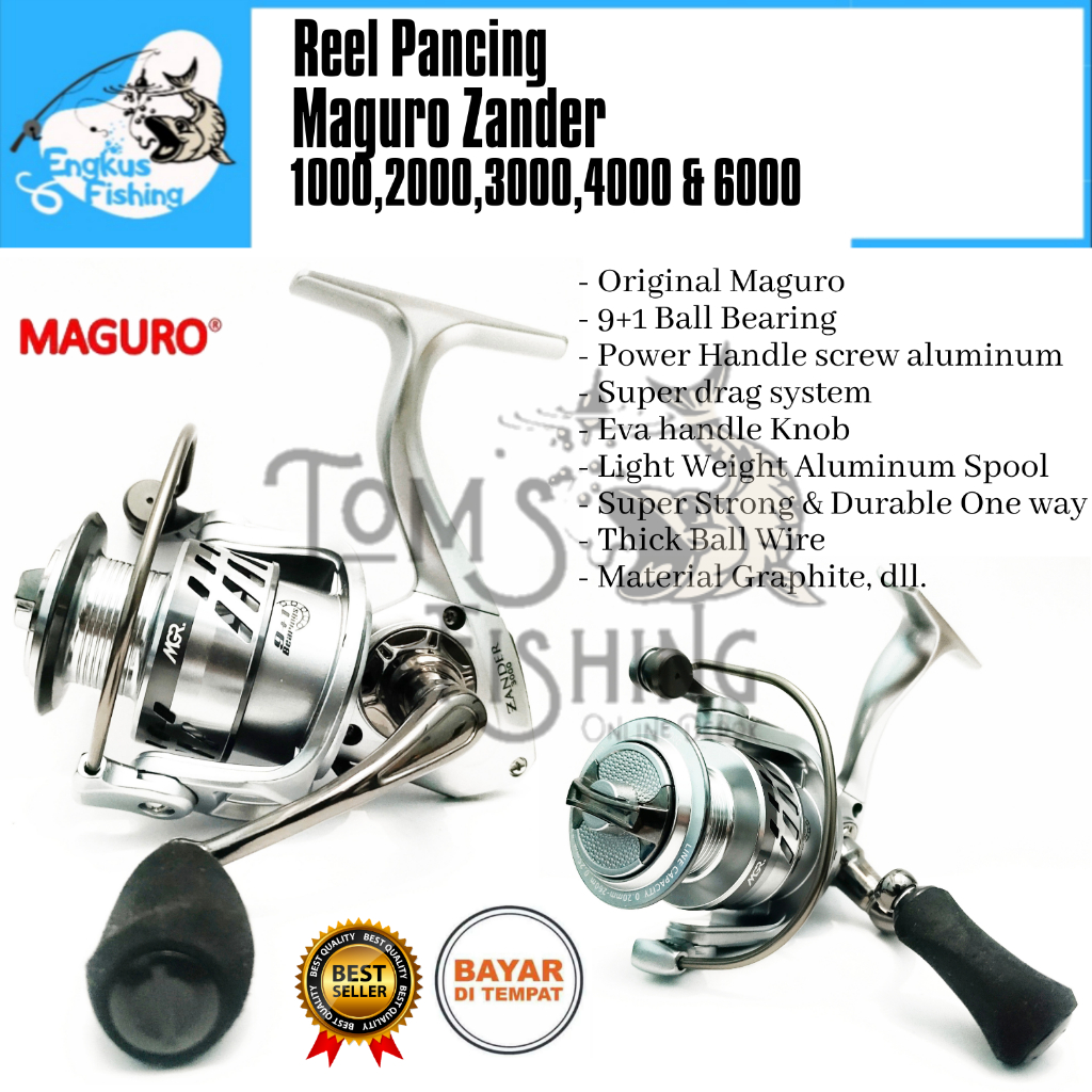 Reel Pancing Maguro Zander 1000 - 6000 Original (9+1 Bearing) Power Handle  - Engkus Fishing