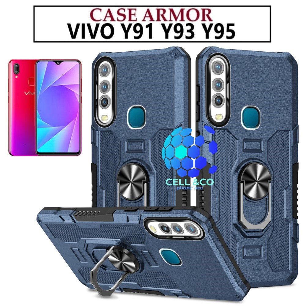 Case Armor VIVO Y91 Y93 Y95 Iring Cincin Magnetic Kesing Hp Protect kamera Premium Hard Case Standing Robot Pelindung Kamera